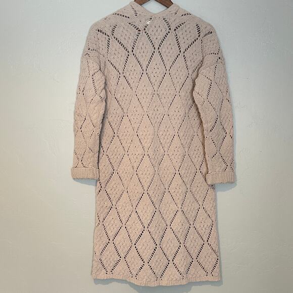 Open Knit Chenille Crochet Cardigan Cream Size Small Boho Grunge Elphaba EUC - Picture 2 of 10